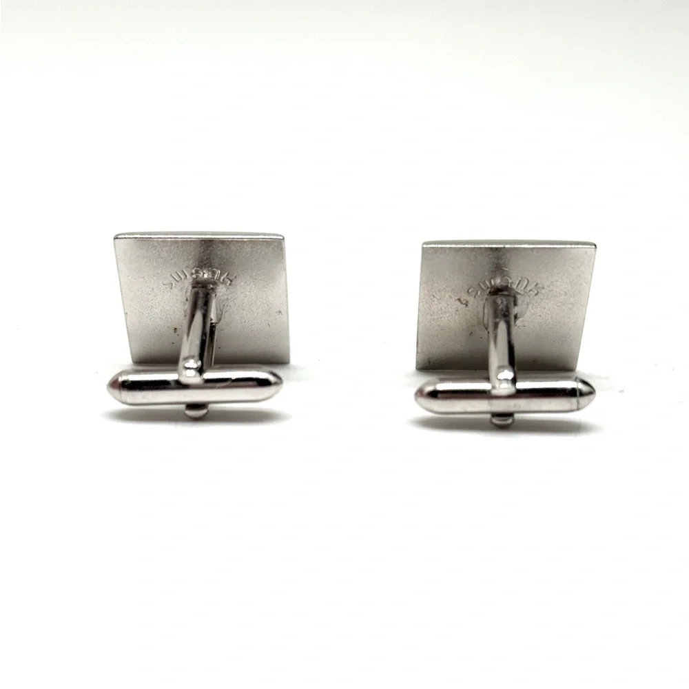 Vintage SWANK Silver-Tone Square Cufflinks with Geometric Detail